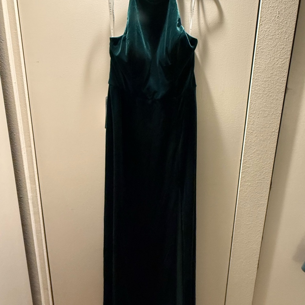 Azazie Larice Bridesmaid Dress in Emerald Velvet - Picture 3 of 6